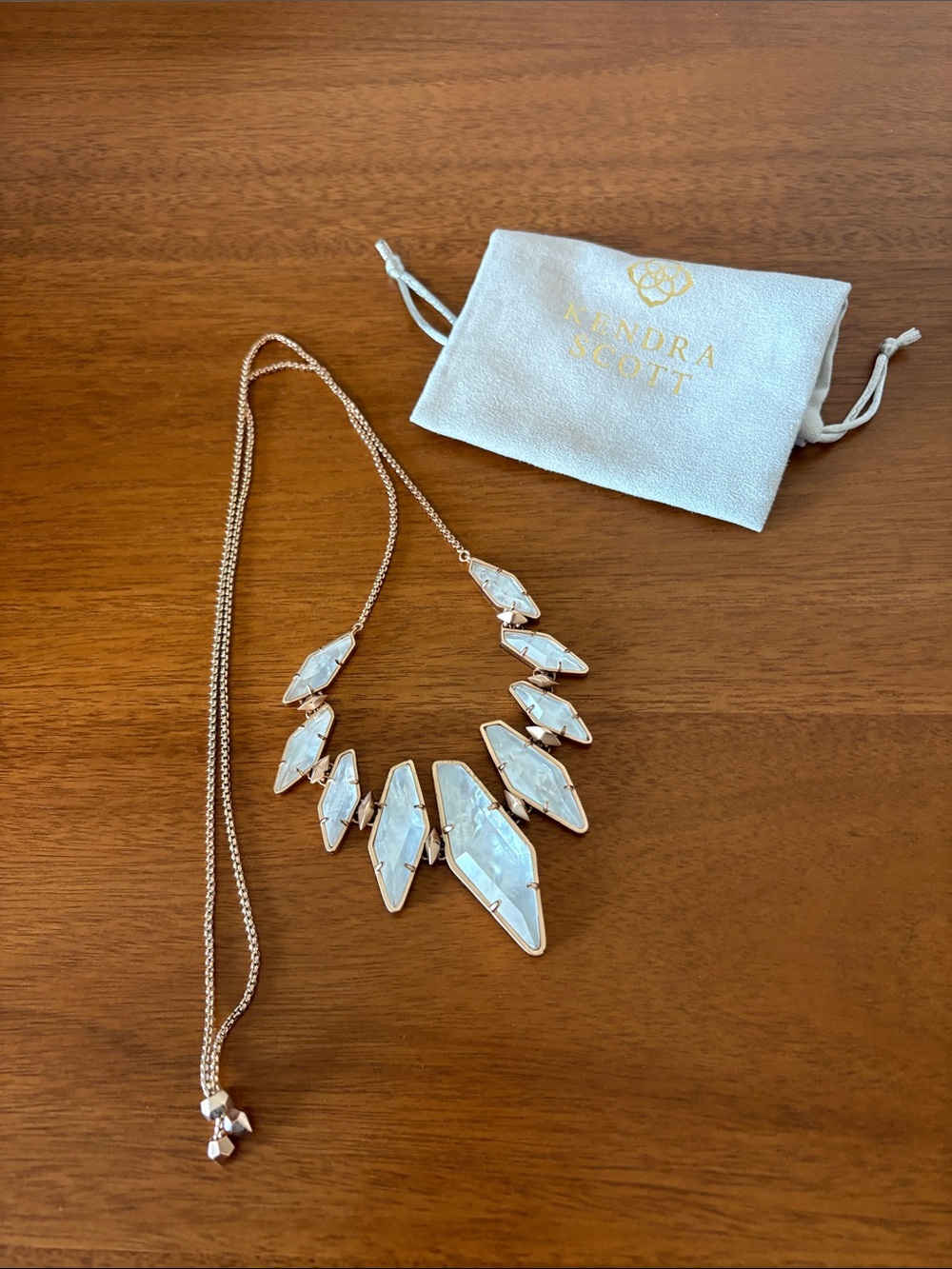 Kendra Scott White Crystal Geometric Statement Necklace - Rose Gold Tone
